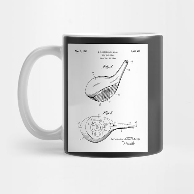 Golfing Driver Patent - Golfer Golf Coach Art - White by patentpress